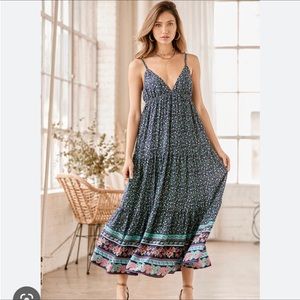 Lulus Saw You in a Dream Navy Blue Floral Print Maxi Dress XS